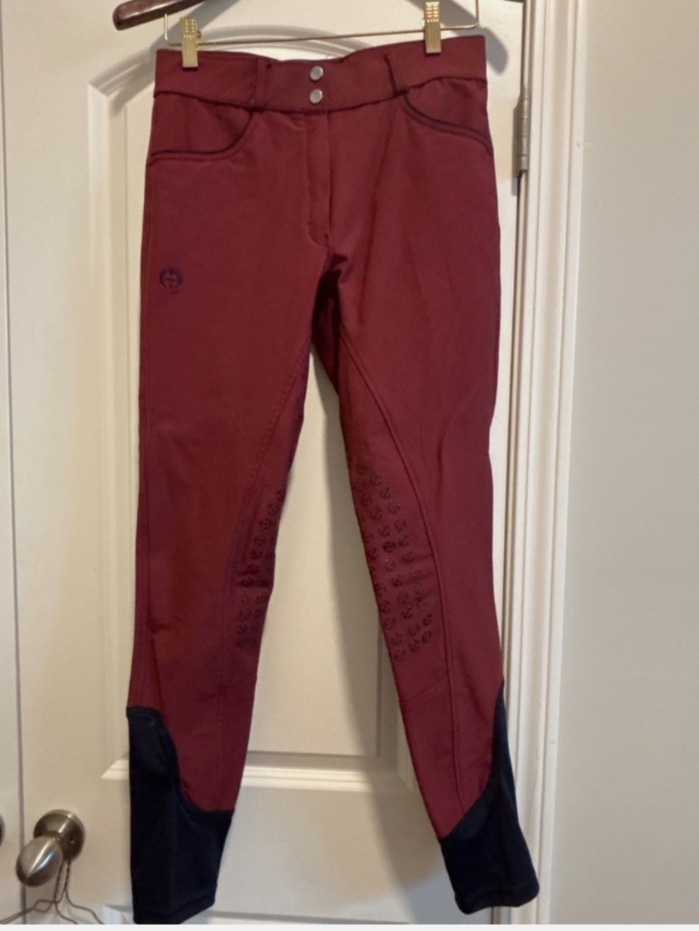 Halter Ego Women's Perfection Breeches Burgundy/Navy Piping 30
